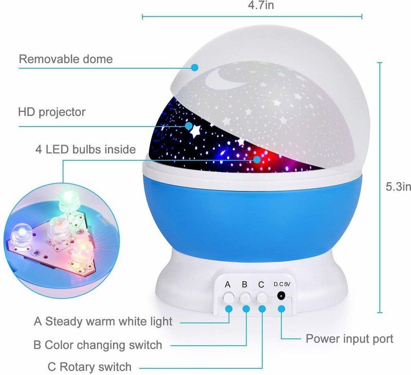 Round Star Master Projector LED Night lamp and Rotating 4 Mode Sky Star Master Night Lamp  (10 cm, Multi)