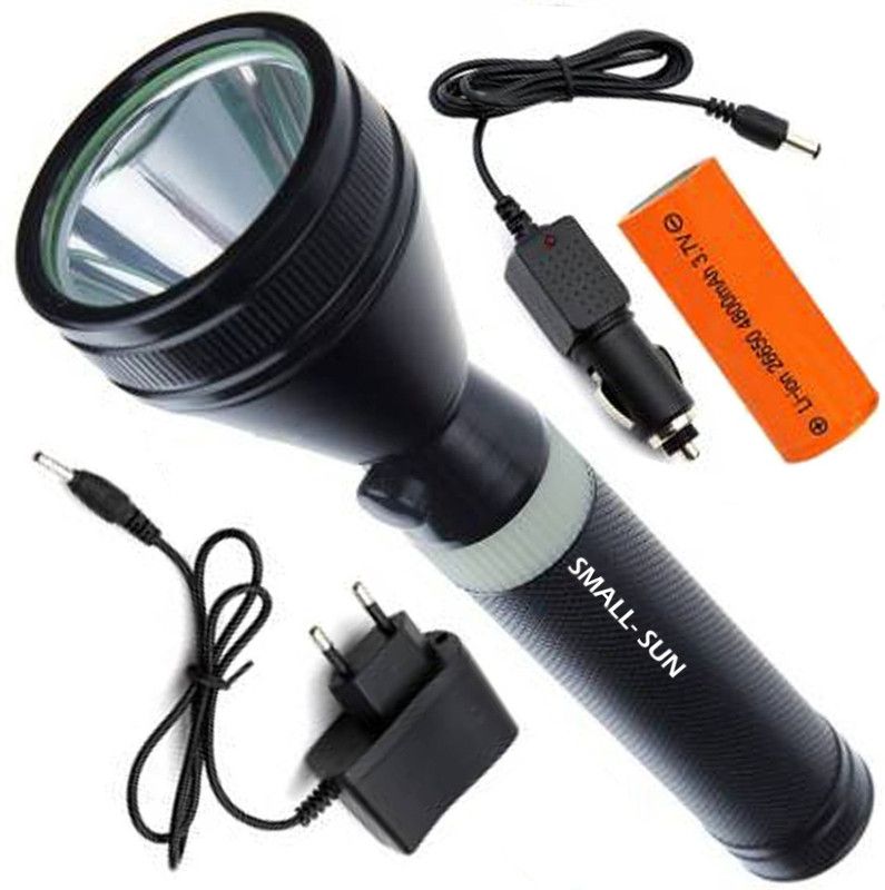 SMALL-SUN Rechargeable Ultra Bright LED Flashlight 800m Range Emergency Torch 13W Flashlight emergency Torch waterproof black torchlight Torch (Black : Rechargeable) Torch  (Black, 5 cm, Rechargeable)