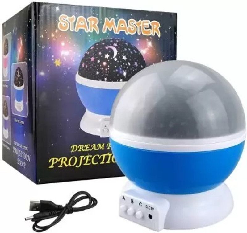 UZAN Romantic Sky Star Master Night Light Projector Children Sleep Lighting USB Lamp Night Lamp  (15.5 cm, Blue)
