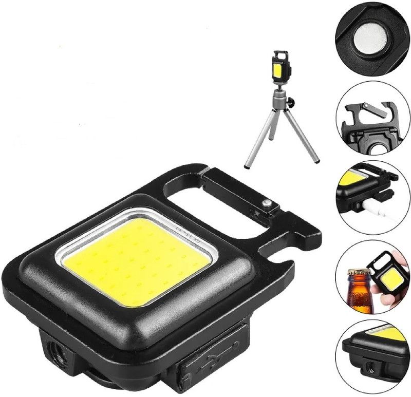 COB Keychain Flashlights,4 Light Modes Portable Pocket Light With Bottle Opener Torch  (Black : Rechargeable)