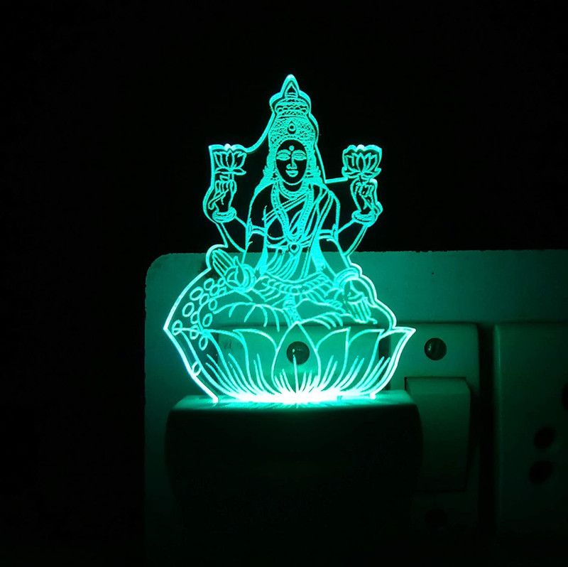 GENIUS ARS The Laxmi 3D Illusion Night Lamp Comes with 7 Multicolor Night Lamp  (12 cm, Multicolor)