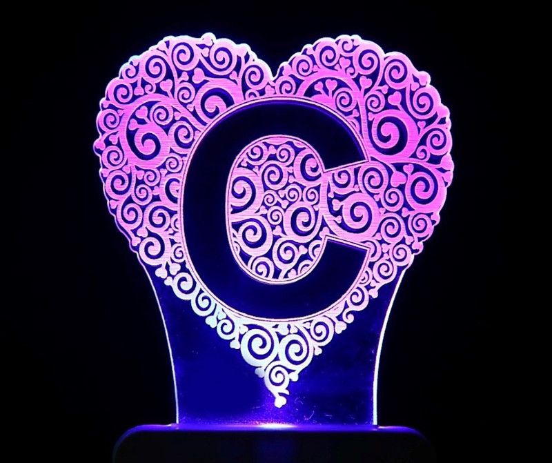 Guptas decore Moonlight ACRYLIC ALPHABET (c) 3D ILLUSION LED Night Lamp Night Lamp  (10 cm, Multicolor)