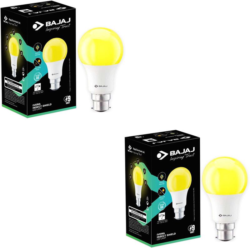 BAJAJ 9 W Standard B22 LED Bulb  (White, Pack of 2)