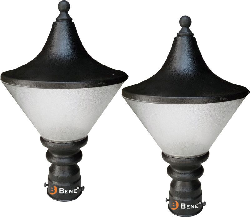 BENE Garden Light Passero 21 Cm Fitted with White LED ( 9w, Black, Pack Of 2 Pcs) Gate Light Outdoor Lamp  (Black, White)