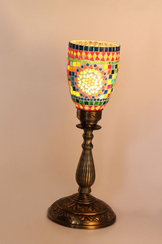 AFAST New Designer Central Table Lamp With Colorful Glass Decorative With Colorful Beads & Chips & High Quality Stand AA10 Table Lamp  (54 cm, Multicolor)