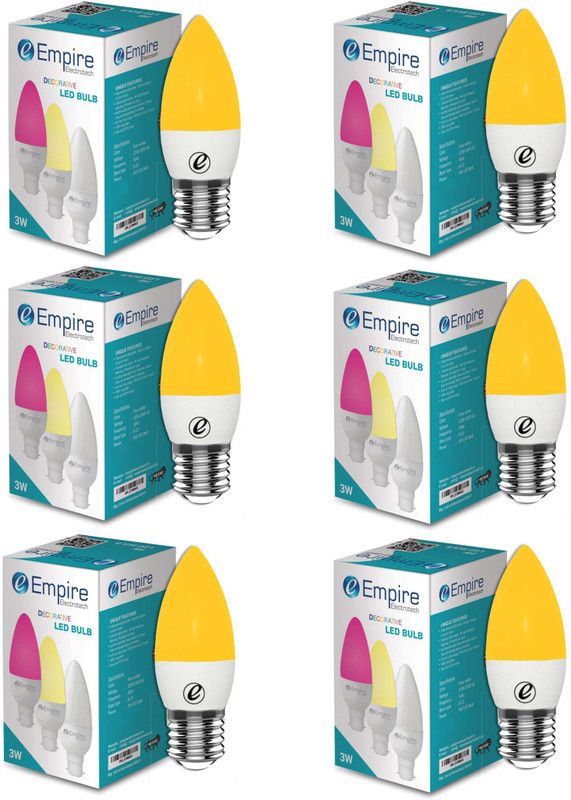 empire electrotech 3 W Candle E27 LED Bulb  (Orange, Pack of 6)