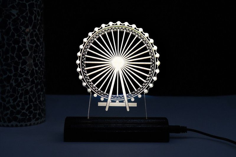 Zulka Get Your Traditions ZU_3D Giant Wheel (wb1) 39 Table Lamp  (17 cm, Brown)