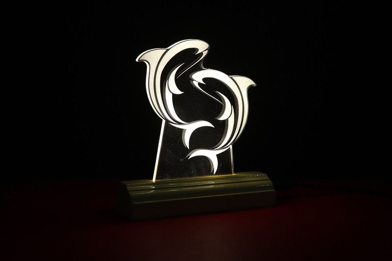Goddess The Dolphin 3D illusion Acrylic Table Lamp(Color-Cream) Table Lamp  (17 cm, Yellow)