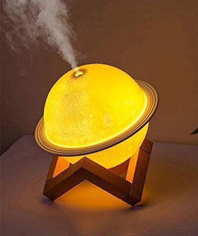 Sahaj Enterprise 2 in 1 Moon Lamp Cool Mist Planet Humidifiers for Living Room Bedroom Table Night Lamp  (14 cm, White)