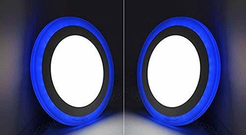 D'Mak 16W LED Side Blue Round Panel Light Ceiling 3D Effect Lighting (Double Color) pack of 2 Recessed Ceiling Lamp  (White, Blue)