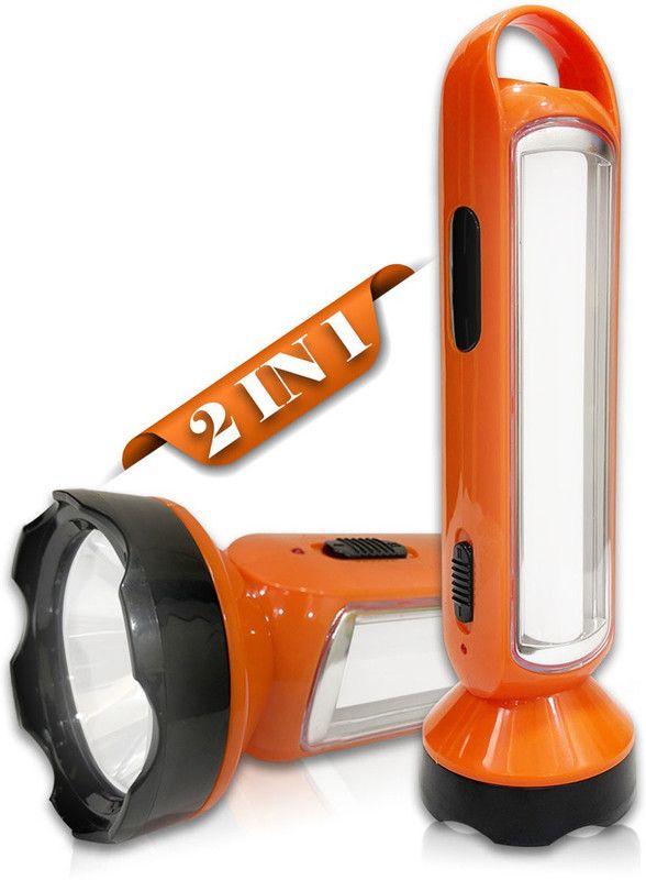 Make Ur Wish Long Range LED Rechargeable Torch Lantern 5W +18 Bright SMD Tube 1600mAH Perfect Flashlight Torch Emergency Light 20 hrs Torch Emergency Light  (Orange)