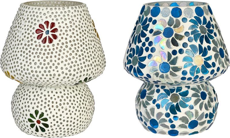 Somil Attractive Colorful Hand Decorative Designer Mosaic Table Lamp Combo Set (Decorative With Beads And Chips) AB38 Night Lamp  (18 cm, Multicolor)