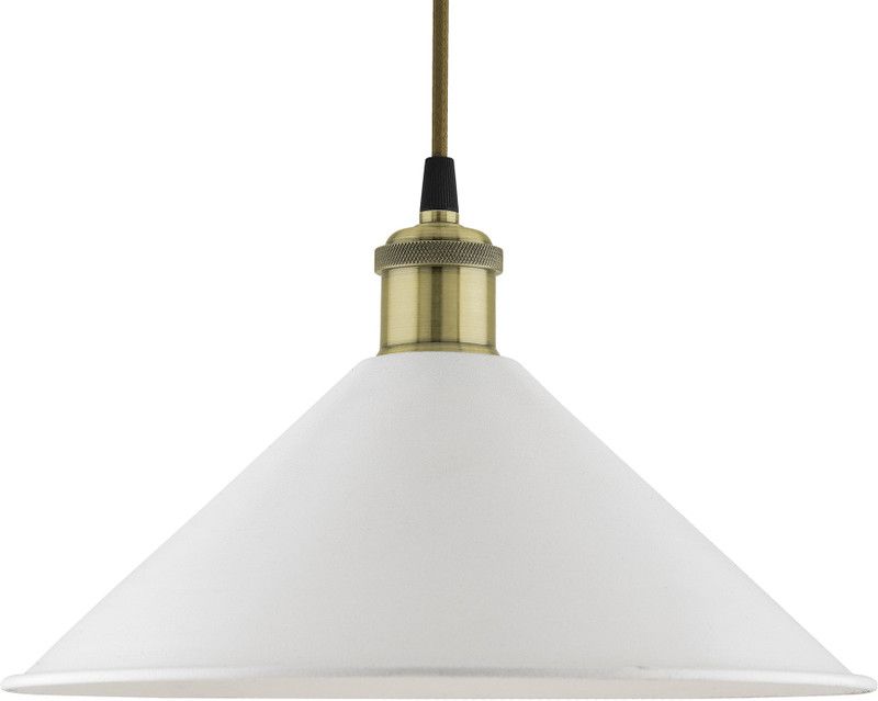 Homesake Industrial White Barn Cone Metal Bulb Iron Cone Vintage Hanging Ceiling Pendant Light Edison filament Holder Decorative Lamp Shade, Antique Gold Pendants Ceiling Lamp  (White)