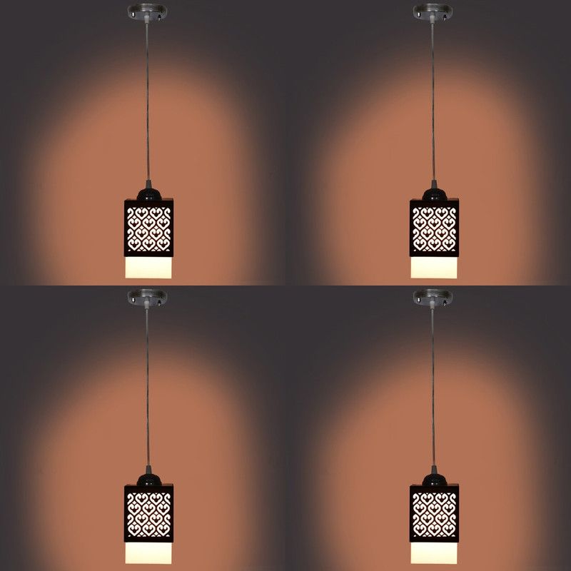 TrendyHoue Wooden Hanging Lamp Style Hanging Lamp Creative Wood Pendant Light Lamp suitable for Living Room,Foyer,Bedroom,Hallway Pendants Pendants Ceiling Lamp  (Black)