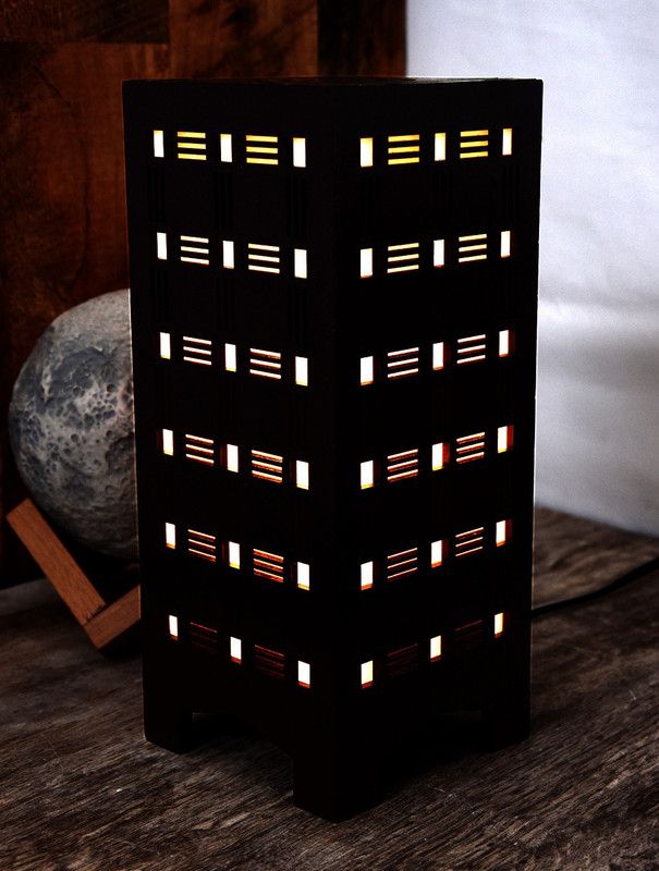 Gojeeva Wooden LED Table Lamp With Creative Design,Suitable for Bedside Table Lamp  (25.5 cm, Brown)