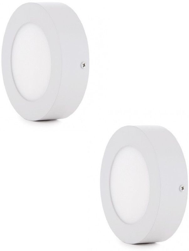 D'Mak 6 Watt Round Surface Led Panel Light (White,Pack Of 02) Ceiling Light Ceiling Lamp  (Multicolor)
