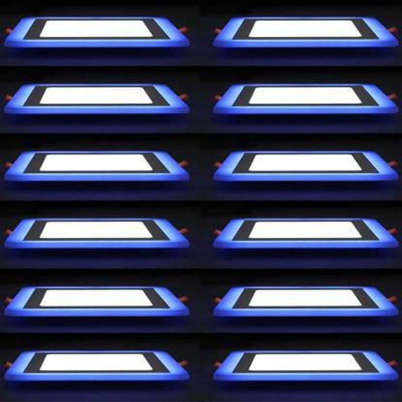 Online Generation 6 watt (3+3) LED Square Panel Light Ceiling POP Down Indoor Light LED 3D Effect Lighting (Double Color)Blue & White pack of 12 Recessed Ceiling Lamp Recessed Ceiling Lamp  (Blue, White)