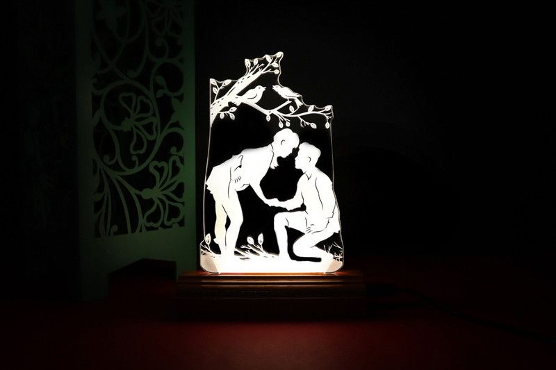 Zulka Get Your Traditions ZU_3D Couple (wb2) 20 Table Lamp  (17 cm, Beige)