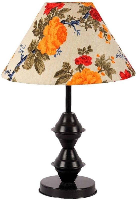 Improvhome Multicolour Shade Table Lamp with Black Metal Base Table Lamp  (40.64 cm, Beige)
