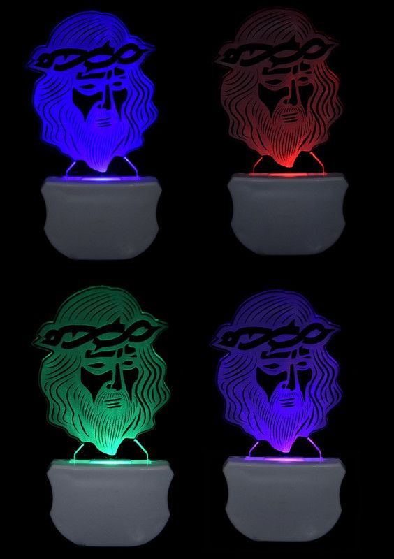 Sanvi Creations The Jesus 3D illusion Led Night Lamp comes with 7 Multicolor lighting effect Suitable for Room,Drawing Room,Lobby (Pack of 4) Night Lamp  (12 cm, Multicolor)