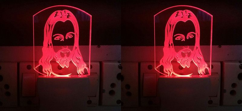 Gauri Creations The Jesus 3D Illusion Night Lamp Comes with 7 Multicolor (PACK OF 2) Night Lamp  (12 cm, Multicolor)