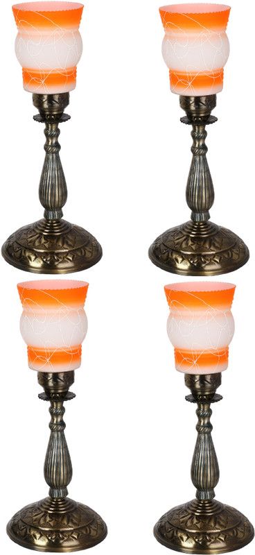 AFAST New Designer Bed Corner & Central Table Lamp With Colorful Decorative Glass And Royal Look High Quality Stand nx93 Table Lamp  (54 cm, White, Orange, Gold)