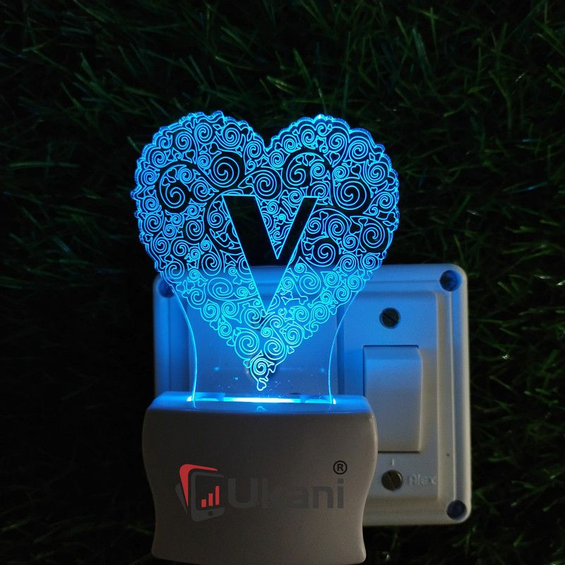 3D LETTER V ACRYLIC LED LAMP Night Lamp  (5 cm, Multicolor)