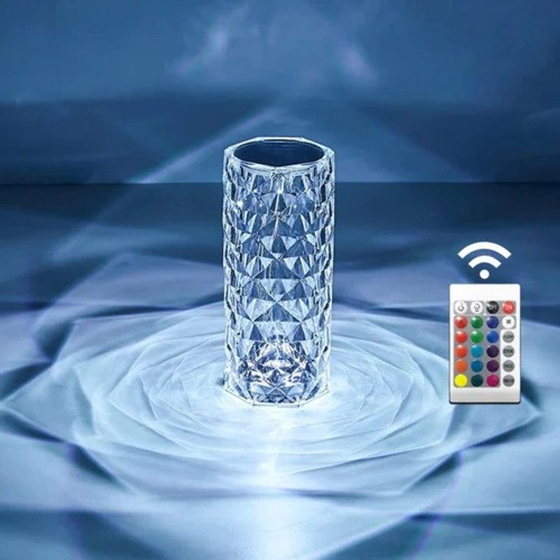 Glamezone Crystal Table Lamp 16 Color LED Lights USB Remote & Touch Control Night Lamp Table Lamp  (10 cm, Multicolor)