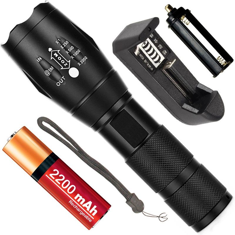 500 Meter Waterproof Chargeable Outdoor Lamp LED 5 Mode 20W Flashlight Torch  (Black : Rechargeable)