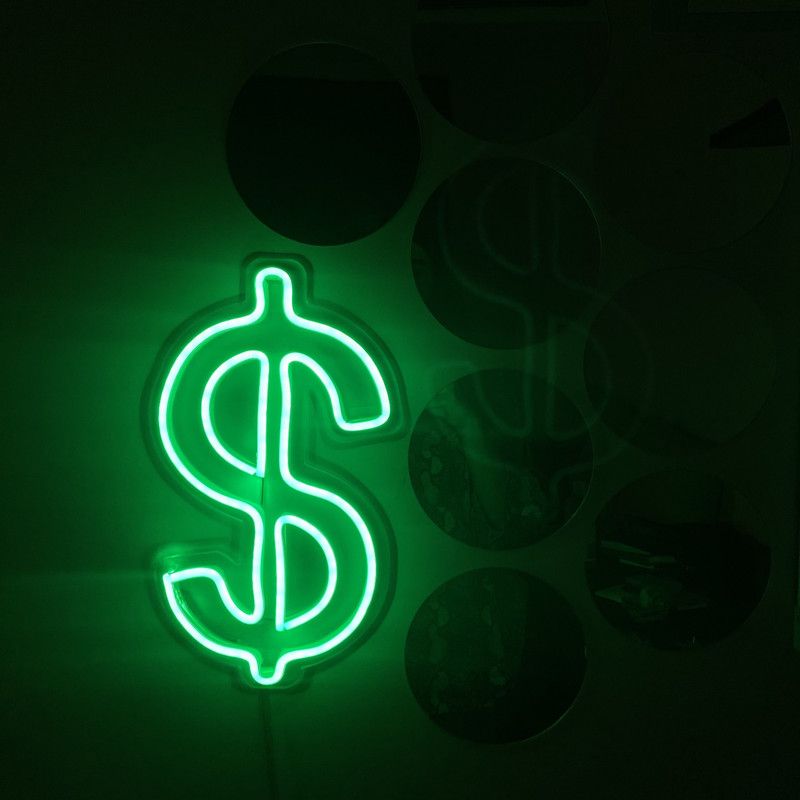 Ahuja International Dollar Led Neon Sign Perfect Gift, Home Decor, Kids Room, Party, Café Night Lamp  (17.78 cm, Green)