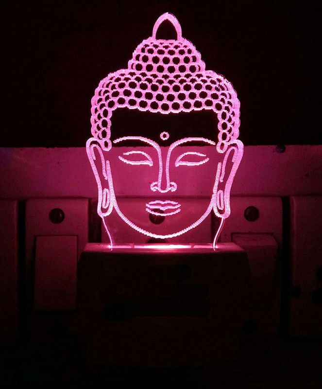 Mobiurja The bhudha 3D Illusion Night Lamp Comes with 7 Multicolor and 3D Illusion Design Suitable for Room,Drawing Room,Lobby Night Lamp  (12 cm, Clear)