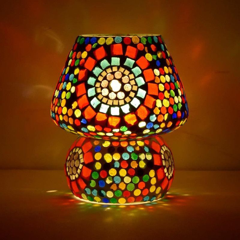SAVORADE HANDICRAFT MOSAIC TABLE LAMP FOR HOME DECORATION NIGHT LAMP AWESOME DESIGN WIRE AND HOLDER INCLUDED Table Lamp  (17 cm, Multicolor)