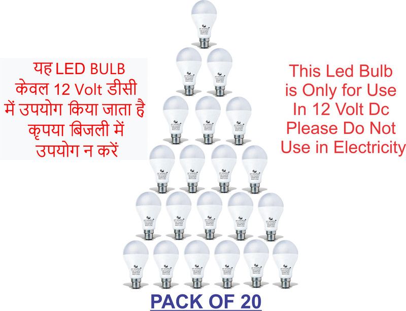 AP Source 9 W Round B22 LED Bulb  (White, Pack of 20)