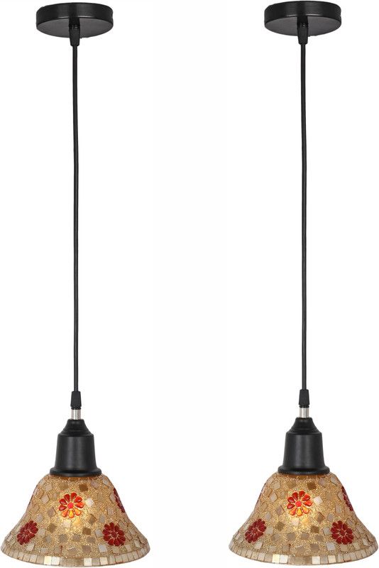 AFAST New Launch Decorative Colorful Mozac Pendant Hanging Ceiling Lamp Ornamented With Magical (Set Of Two)AR-61 Pendants Ceiling Lamp  (Multicolor)
