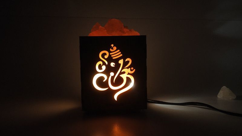 Utkarsh (Size:10cm) Om-Ganesha Himalyan Rock Salt LED Lamp Table Decorative Showpiece for Vastu, Feng Shui, Home Decor, Gifting, Positive Energy, Prosperity, Good Wealth and Health, Peace & Harmony and Purification. Night Lamp  (10 cm, Brown)