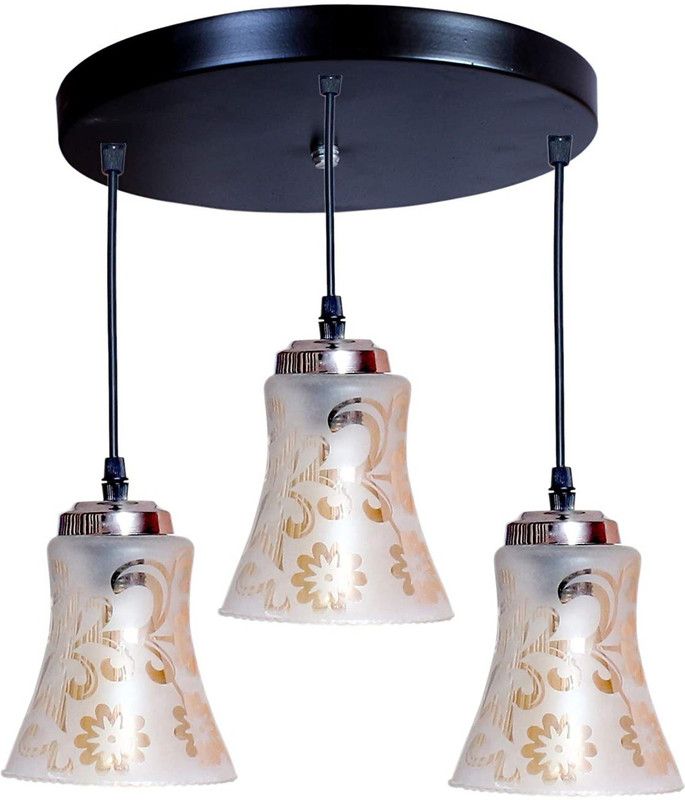 GAUVIK GAU-CLUSTER HANGING TWINKLE GLASS THALI Cluster Pendant Light/Cluster Hanging Light/Cluster Ceiling Light for Restaurant,Bedroom, Living Room and Home Decor Chandelier Ceiling Lamp  (Clear)