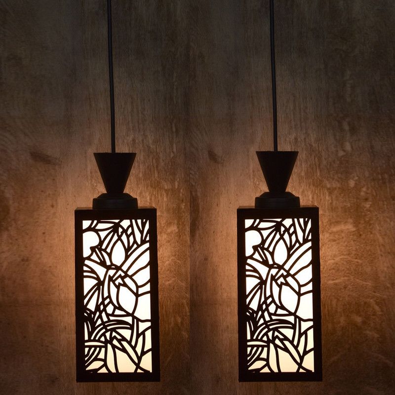 Gojeeva Wooden Hanging Lamp Style Hanging Lamp Creative Wood Pendant Light Lamp suitable for Living Room,Foyer,Bedroom,Hallway (Pack of 2) Pendants Ceiling Lamp  (Brown)