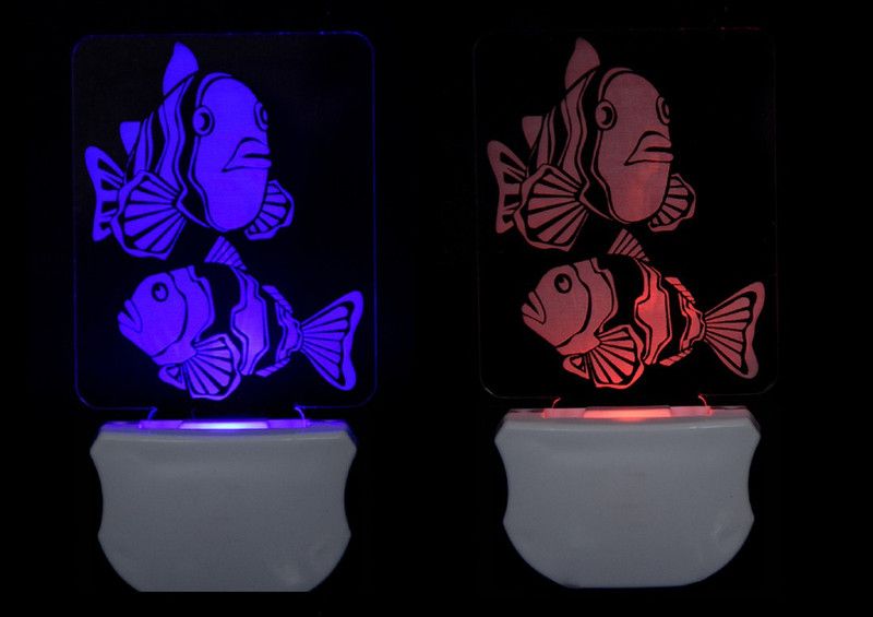 Kartik Craft The Fish 3D illusion Led Night Lamp comes with 7 Multicolor (Pack of 2) Night Lamp  (12 cm, Multicolor)