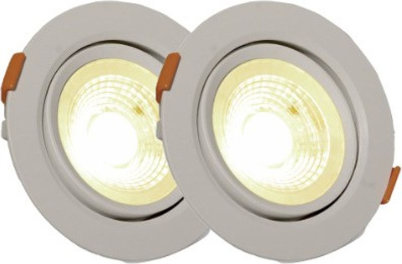D'Mak LED Ceiling COB Spot Light - 9 Watt - Round - Warm White (Pack Of 02) | 9w cob Light || led Lights for Decoration | Recessed Ceiling Lamp  (White)