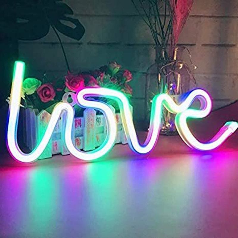 TECHON Love Neon Signs for Bedroom Kids Room or Living Room, LED Neon Light for Wedding Night Lamp  (30 cm, Multicolor)