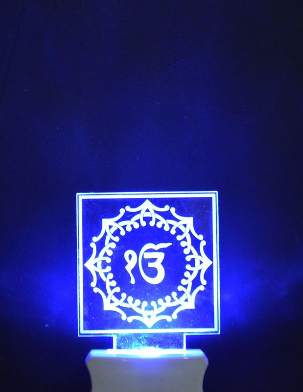 Sanvi Creations The Ek Onkar 3D Illusion Night Lamp Comes with 7 Multicolor and 3D Illusion Design Suitable for Room,Drawing Room,Lobby Night Lamp  (12 cm, Multicolor)