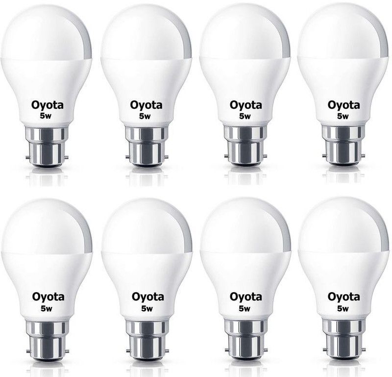 Oyota 5 W Standard B22 LED Bulb  (White, Pack of 8)