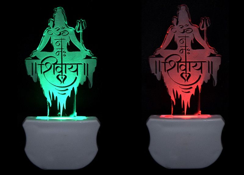 Mobiurja The Lord Shivay 3D illusion Led Night Lamp comes with 7 Multicolor lighting effect , Suitable for Room,Drawing Room,Lobby (Pack of 2) Night Lamp  (12 cm, Clear)
