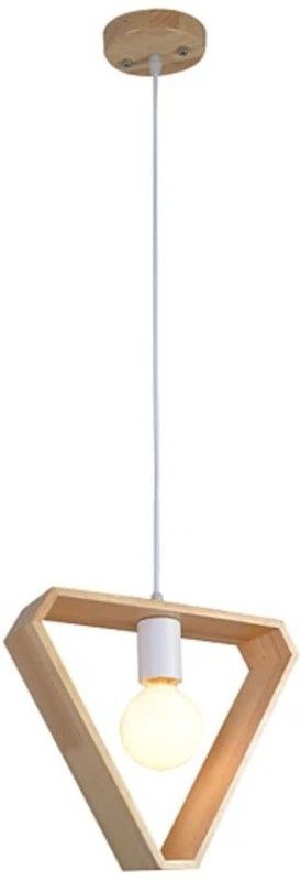 VXS Modern Geometric Traingle Shape Ceiling Lamp Hanging Solid Wood Pendant Light for Living Room Cafe Bar Kitchen (Pack of 1, Bulbs Not Included) Pendants Ceiling Lamp  (Beige, Brown)