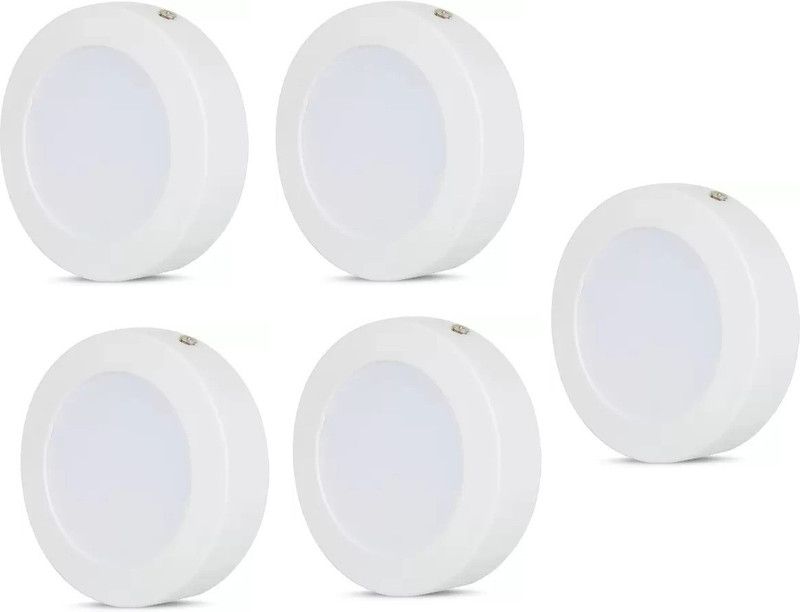 Nightstar 7W White Round Surface Down Light Pack of 5 Recessed Ceiling Lamp  (White)