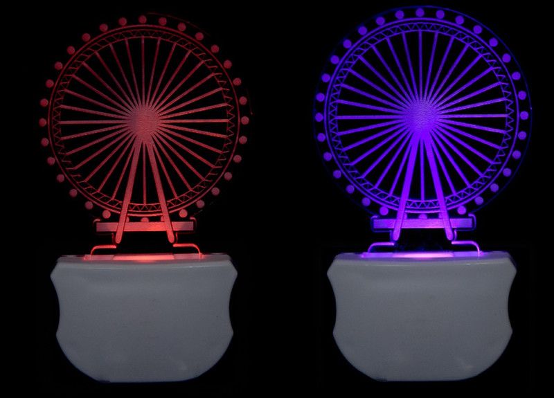 A Singh The Giant Wheel 3D illusion Led Night Lamp comes with 7 Multicolor lighting effect , Suitable for Room,Drawing Room,Lobby (Pack of 2) Night Lamp  (12 cm, Multicolor)