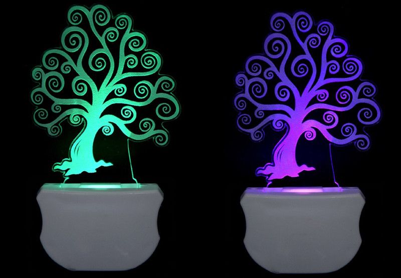 Kartik Craft The Tree 3D illusion Led Night Lamp comes with 7 Multicolor (Pack of 2) Night Lamp  (12 cm, Multicolor)