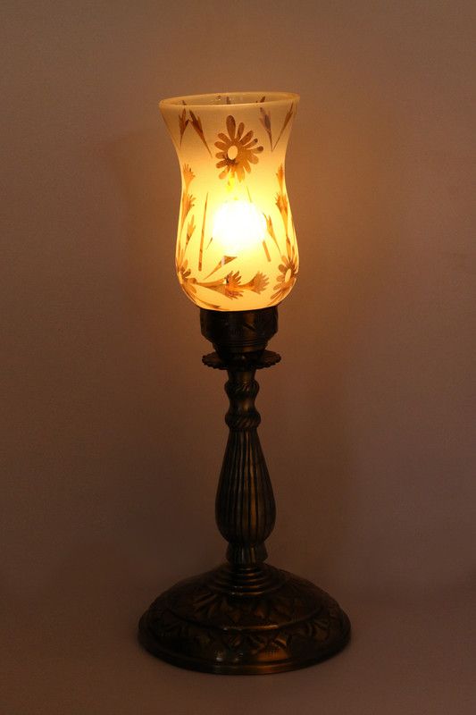 AFAST New And Trendy Designe Antique Central Table Lamp With Designer Glass & High Quality Stand For Imperial Feeling-BD11 Table Lamp  (52 cm, Gold)
