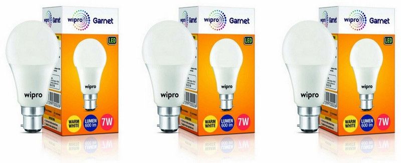 Wipro 7 W Standard B22 LED Bulb  (Yellow, Pack of 3)