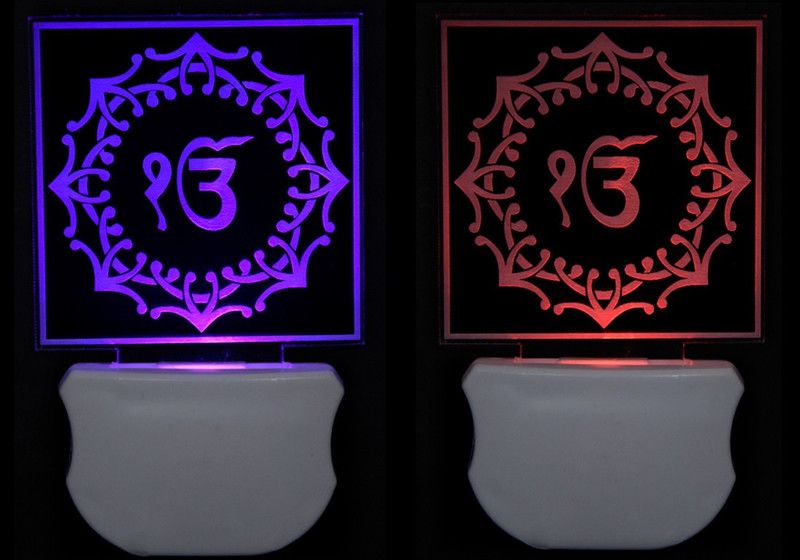 SVSDECO The Ek Onkar 3D illusion Led Night Lamp comes with 7 Multicolor lighting effect , Suitable for Room,Drawing Room,Lobby (Pack of 2) Night Lamp  (12 cm, Clear)